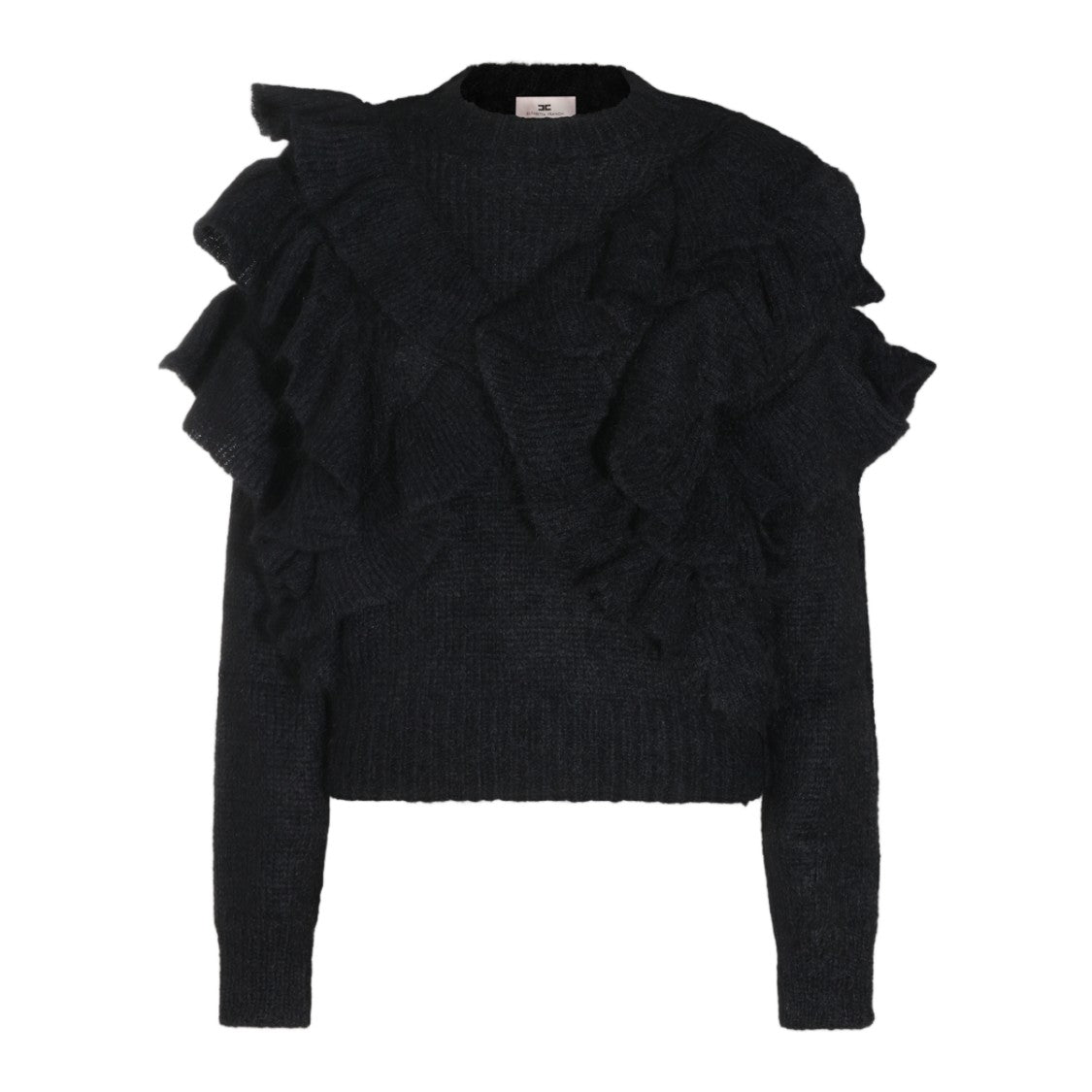 Elisabetta Franchi Textured Ruffle Accent Knit Sweater