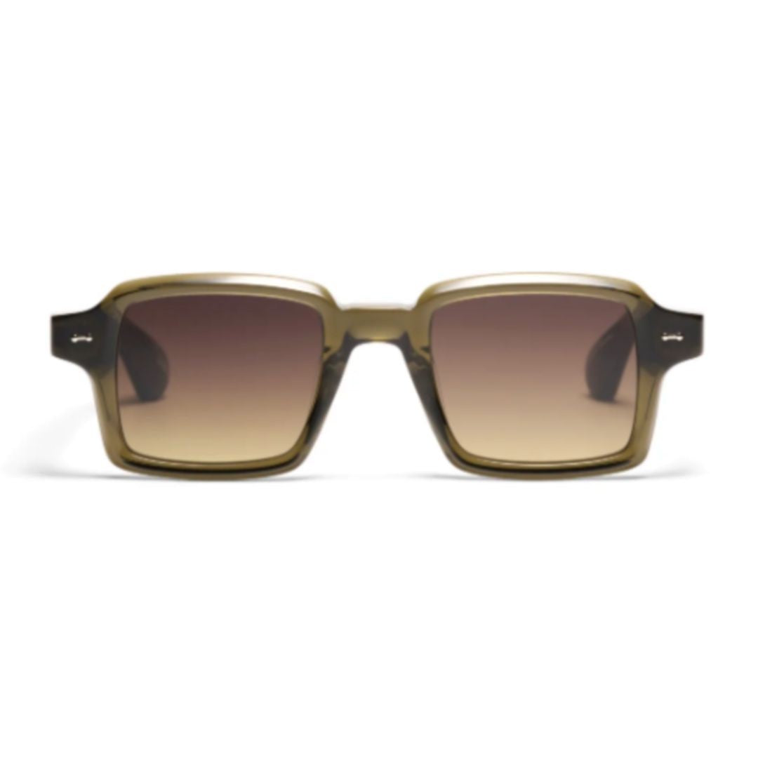 Peter And May Numero Rectangular Acetate Sunglasses In Translucent Army Green