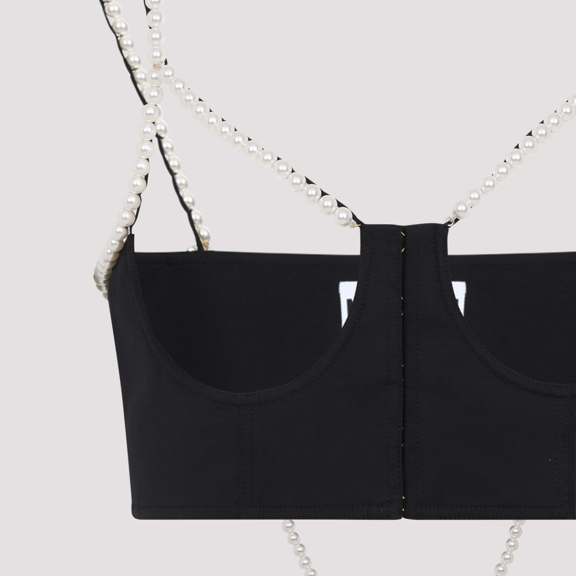 Moschino Structured Black Top With Pearl Straps