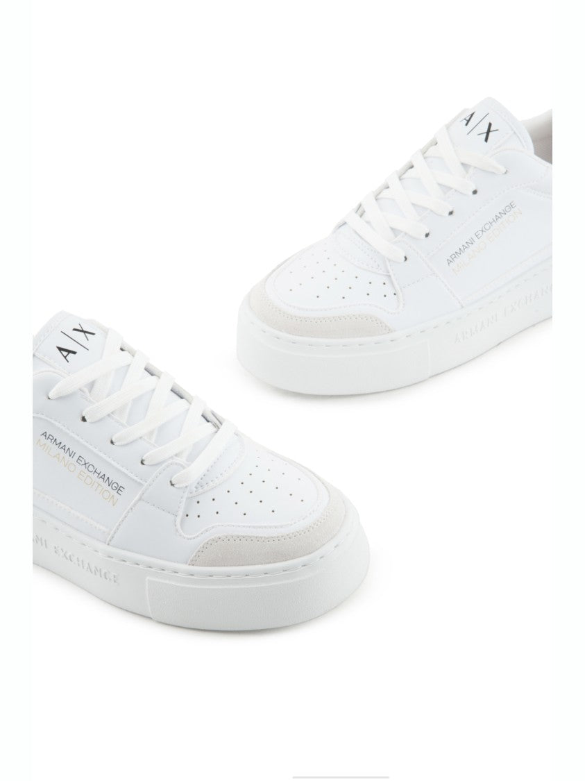 Armani Exchange White Leather Sneakers