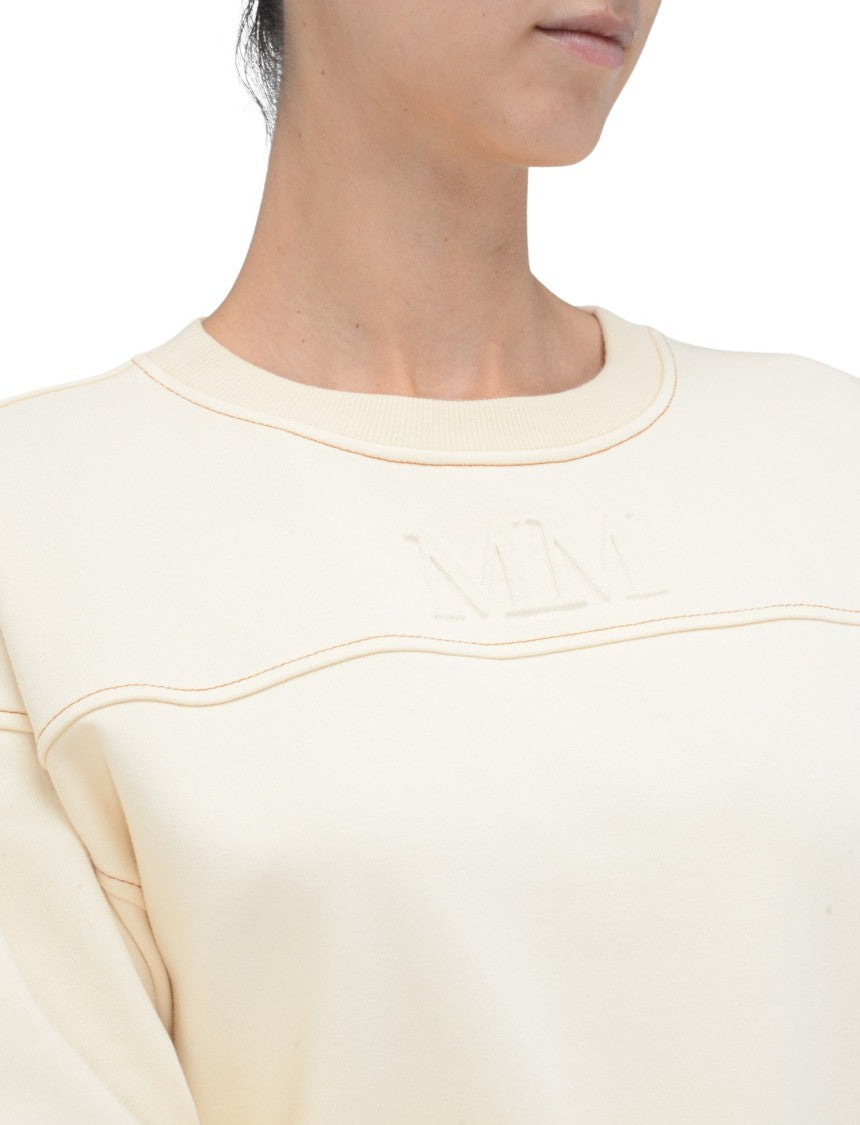 Max Mara Relaxed-Fit Ivory Sweatshirt With Subtle Logo Detail