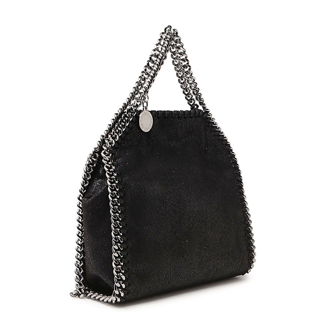Stella Mccartney Pebbled Black Faux Leather Tiny Falabella Tote Bag