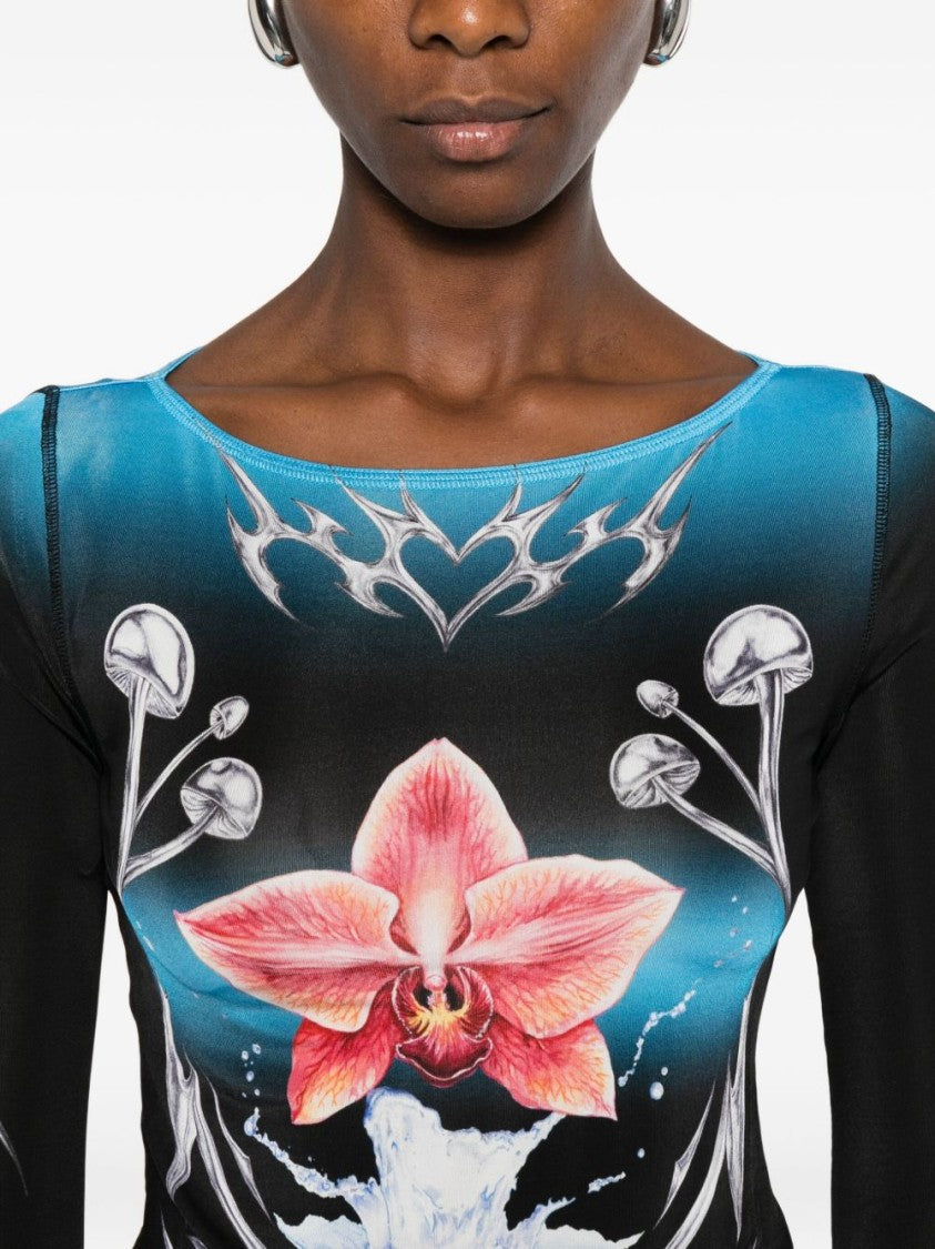 Casablanca Gradient Long-Sleeve Top With Orchid Graphic