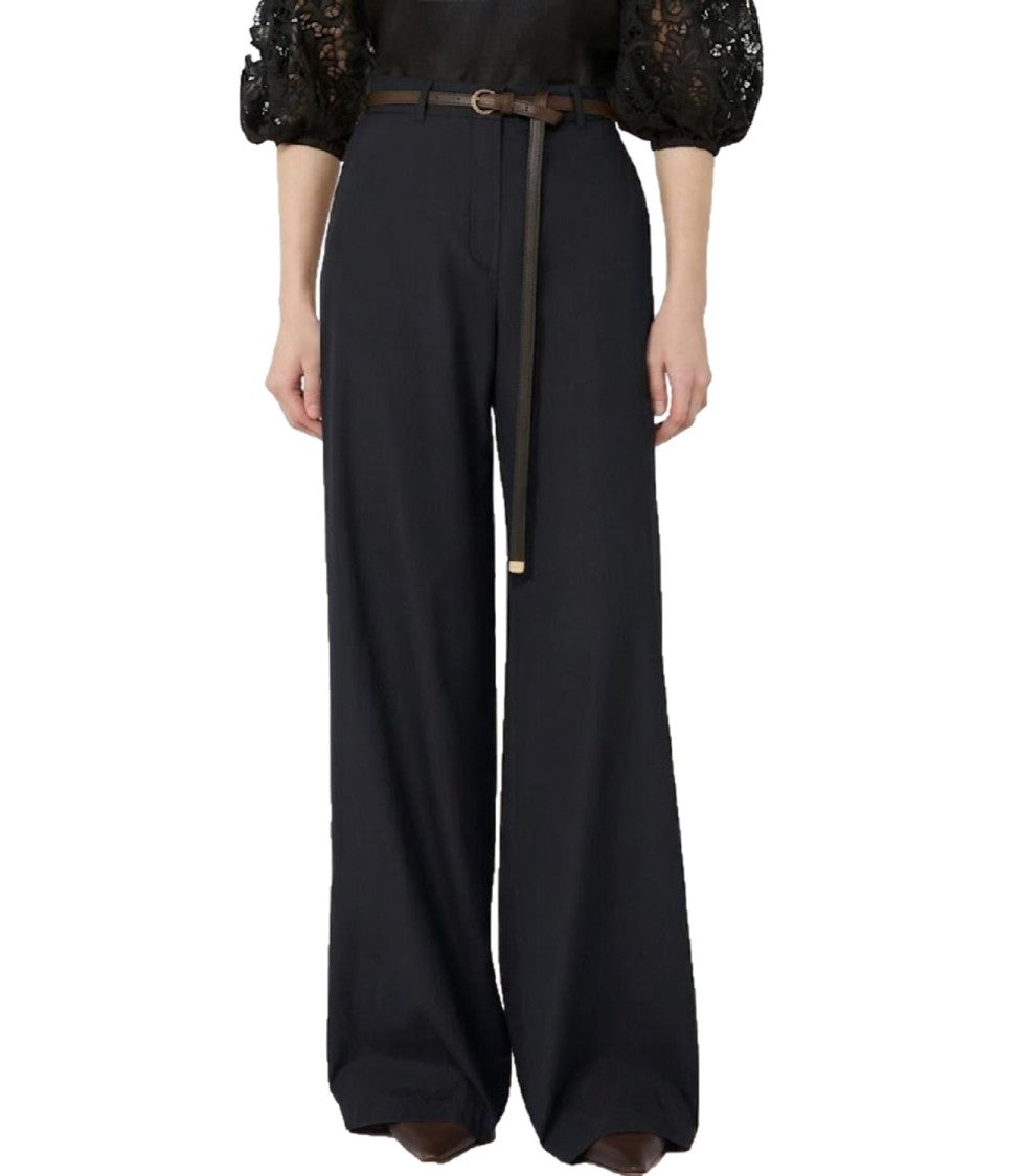 Max Mara Black Virgin Wool Casual Trousers