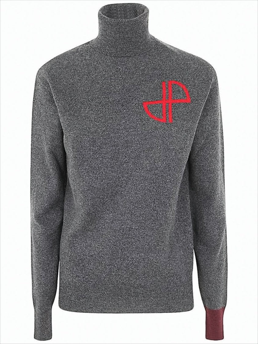 Patou Charcoal Grey Turtleneck Sweater With Contrasting Cuff