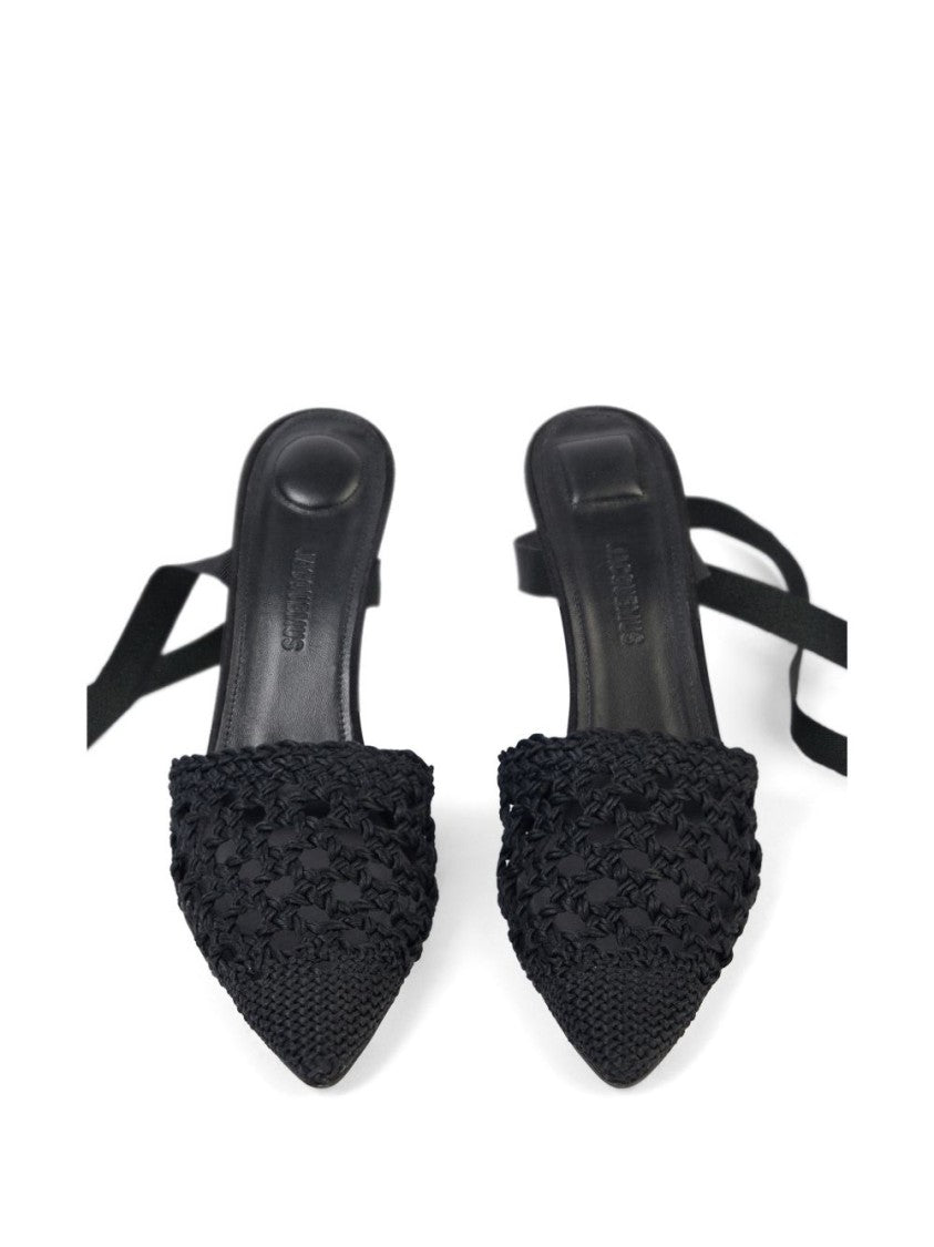 Jacquemus Black Lace-Up Pointed Wedge Flats