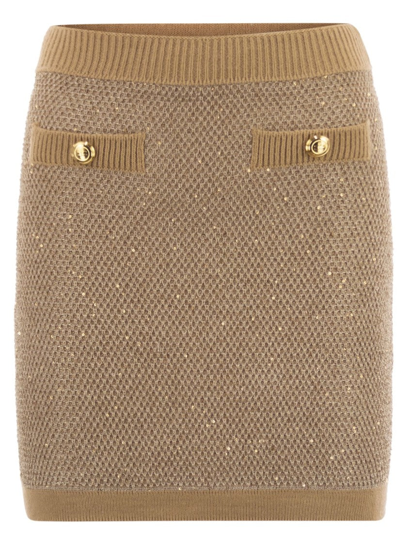 Elisabetta Franchi Knitted Skirt With Sequins