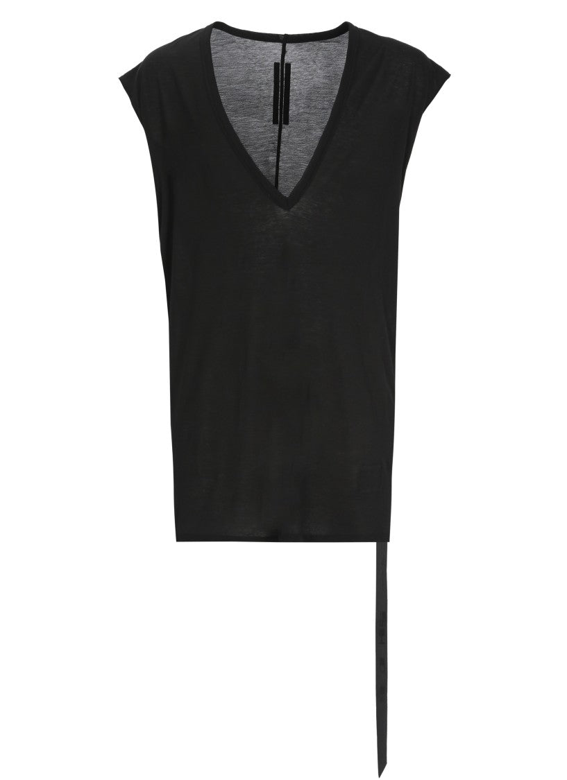 Drkshdw By Rick Owens Black Dylan T V-Neck Cotton Tank Top