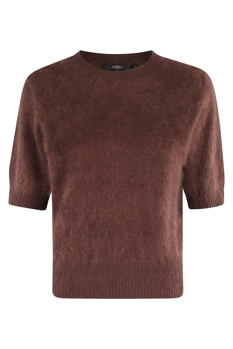 Seventy Bordeaux Cashmere Sweater With Crew Neck And Short Sleeves