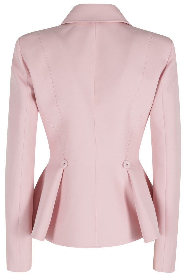 Nissa Pink Peplum Padded Epaulettes Polyester Blazer
