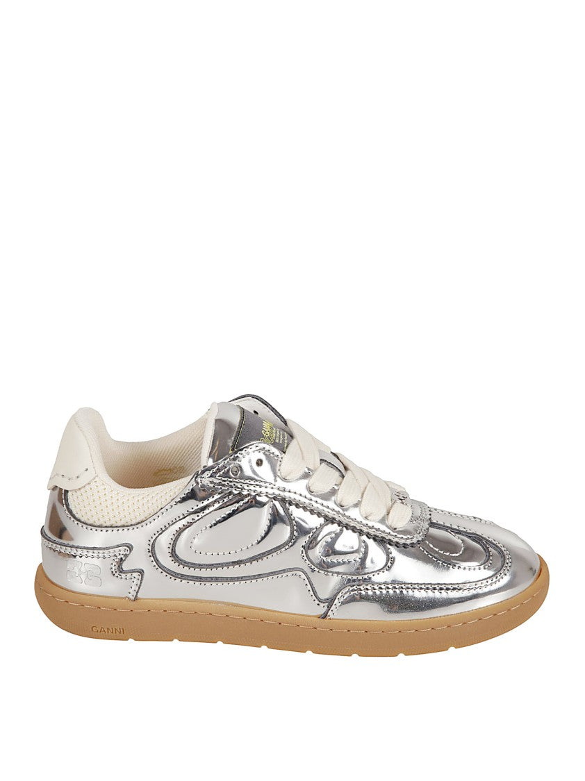 Ganni Butterfly-Inspired Silver Sneakers With Hidden Wedge