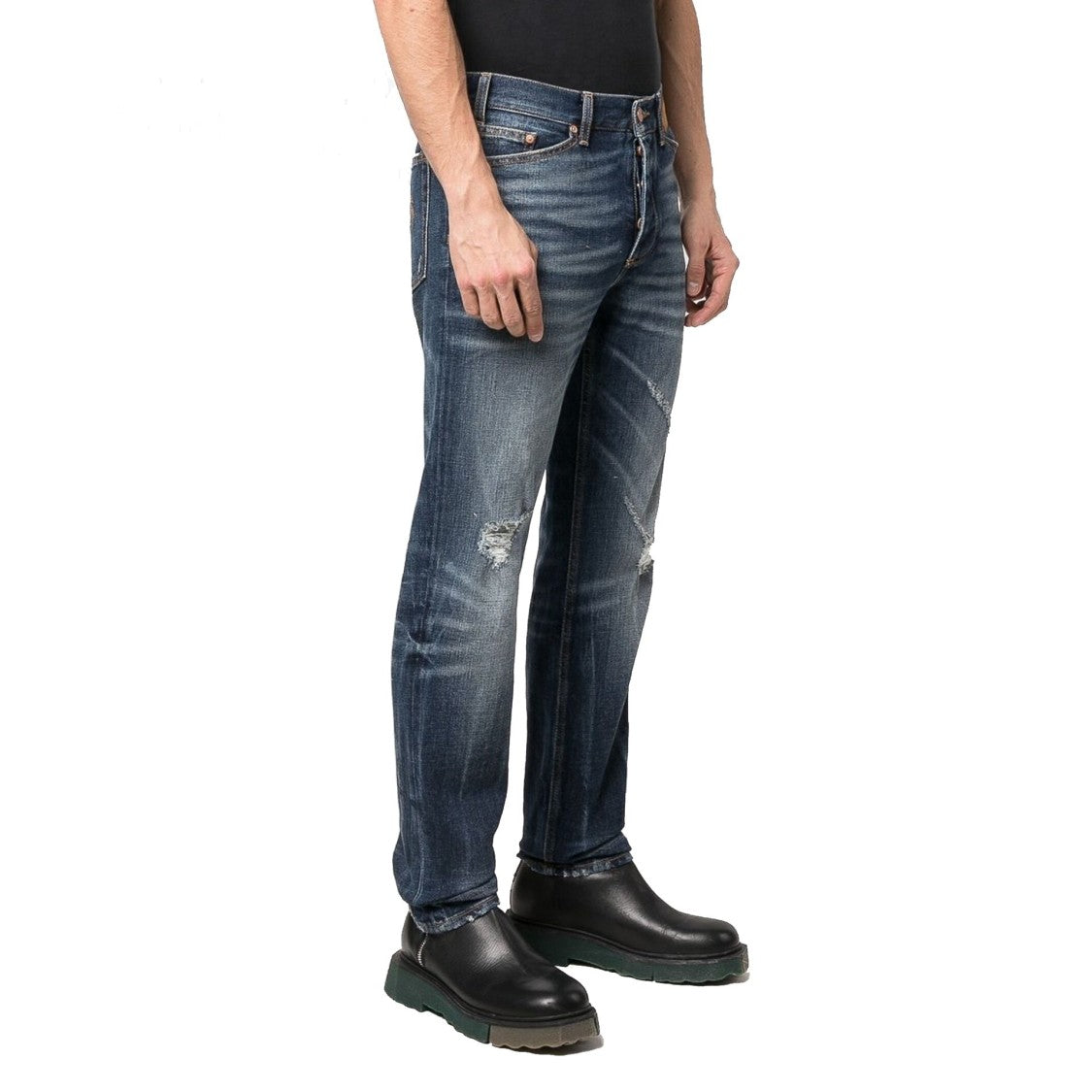 Palm Angels Straight-Leg Distressed Denim Jeans With Five-Pocket Design