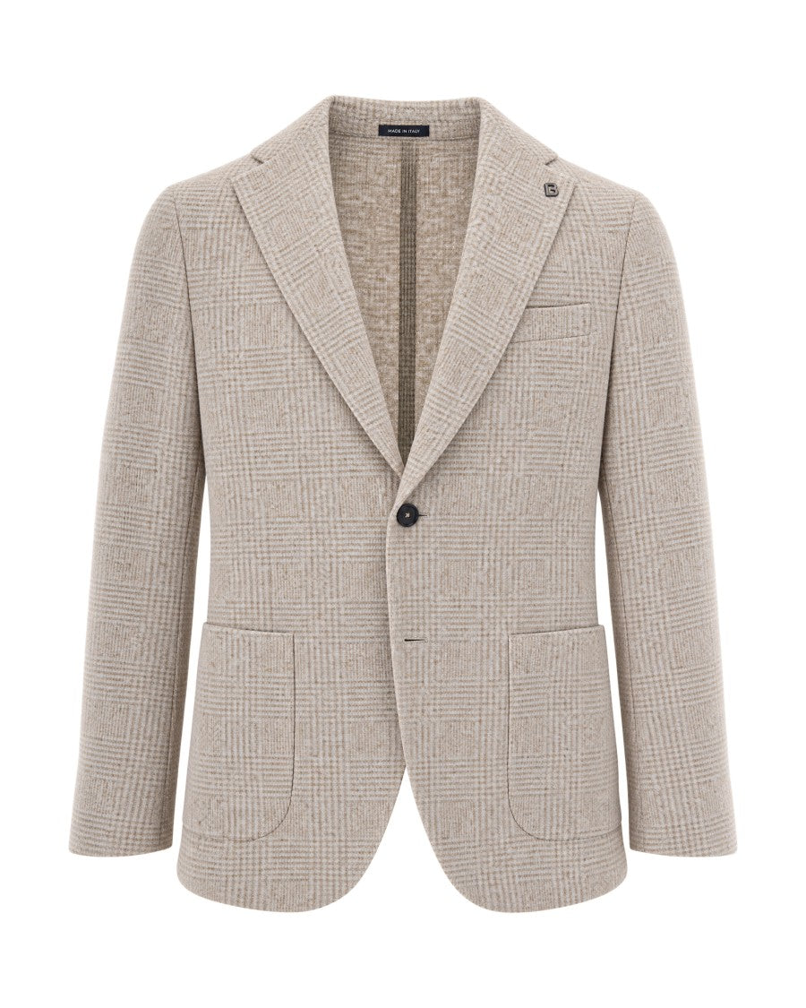 Breras Milano Beige Prince Of Wales Wool-Blend Blazer