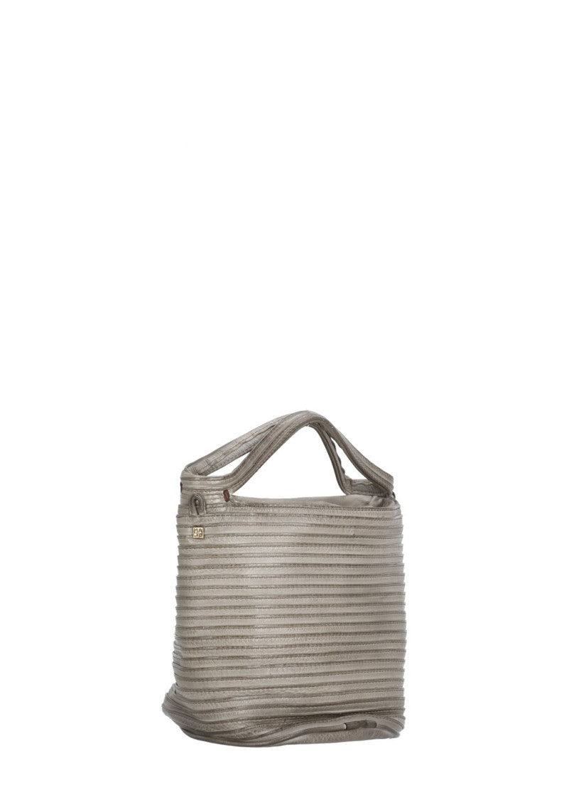 Majo Structured Leather Shoulder Bag With Ribbed Texture