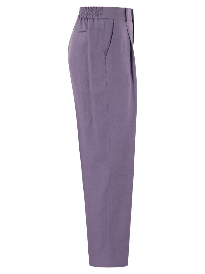 Pt Torino Daisy - Viscose And Linen Trousers