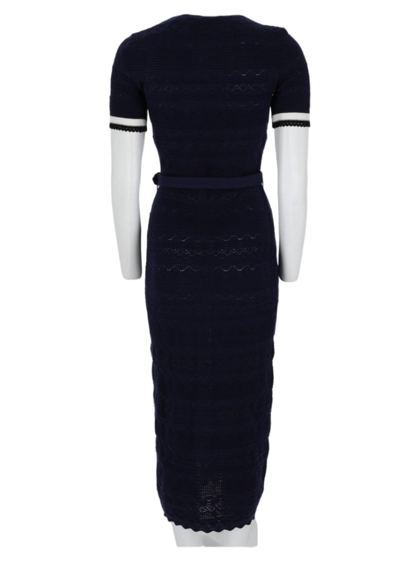 Self-Portrait Fitted Textured Midi Dress With Decorative Details