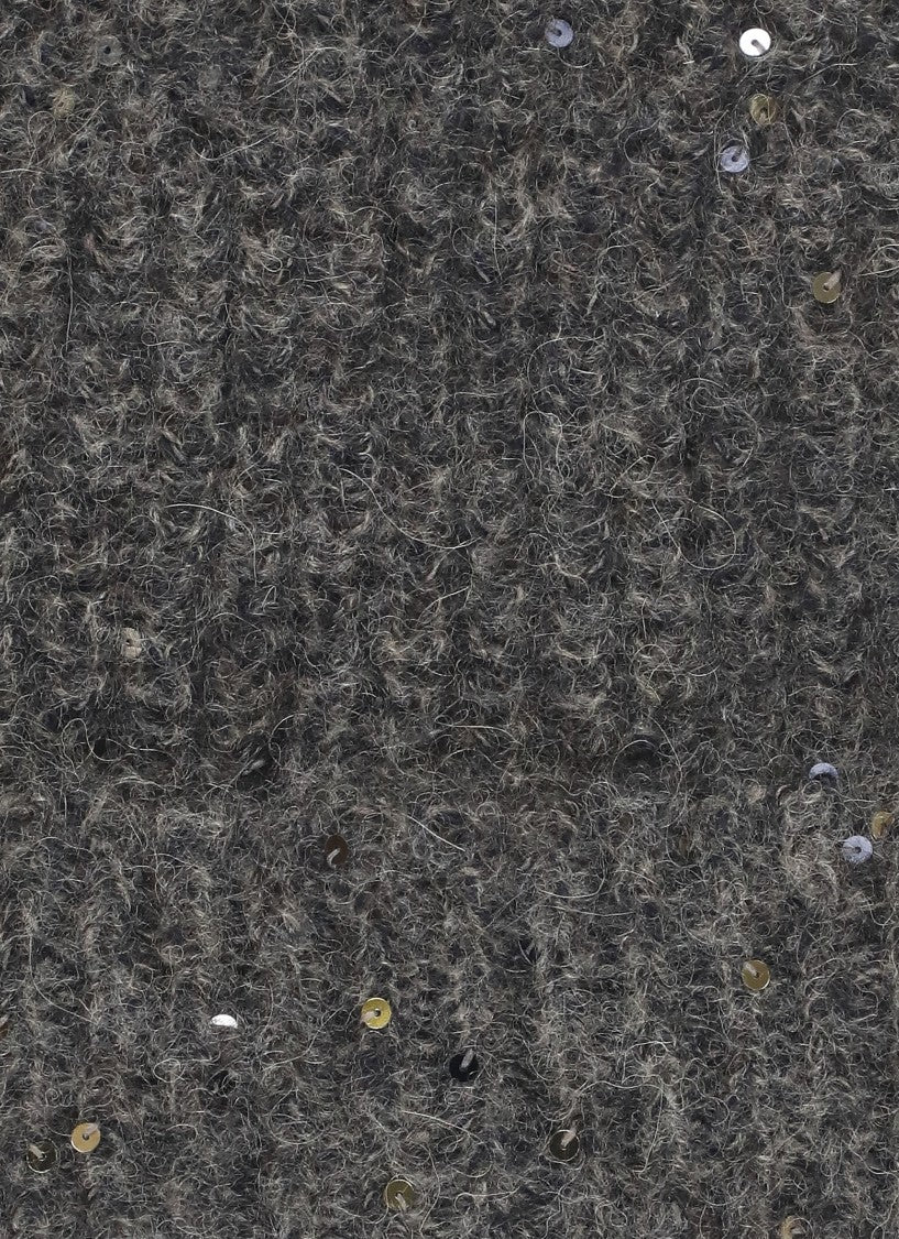 Panicale Dark Grey Wool-Blend Folded Cuff Paillettes Beanie Hat