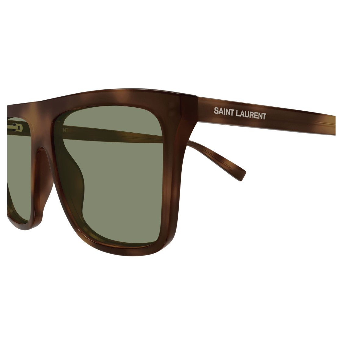 Saint Laurent Bold Rectangular Tortoiseshell Sunglasses