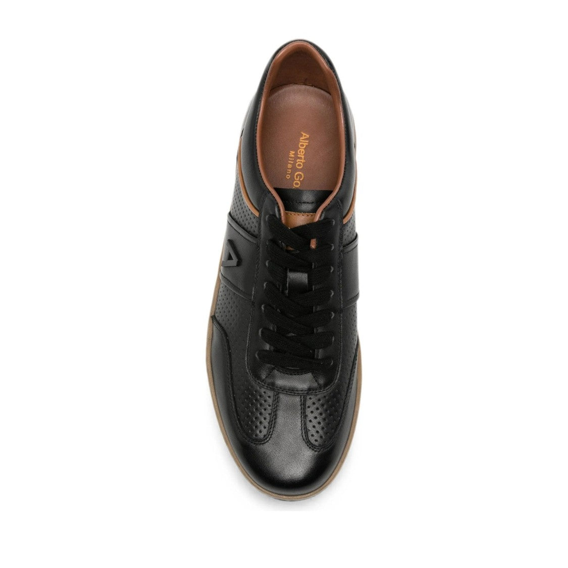 Alberto Gozzi Black Perforated Detailing Suede Sneakers