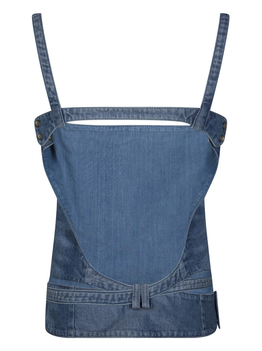 Diesel Classic Blue Square Neck Denim Top