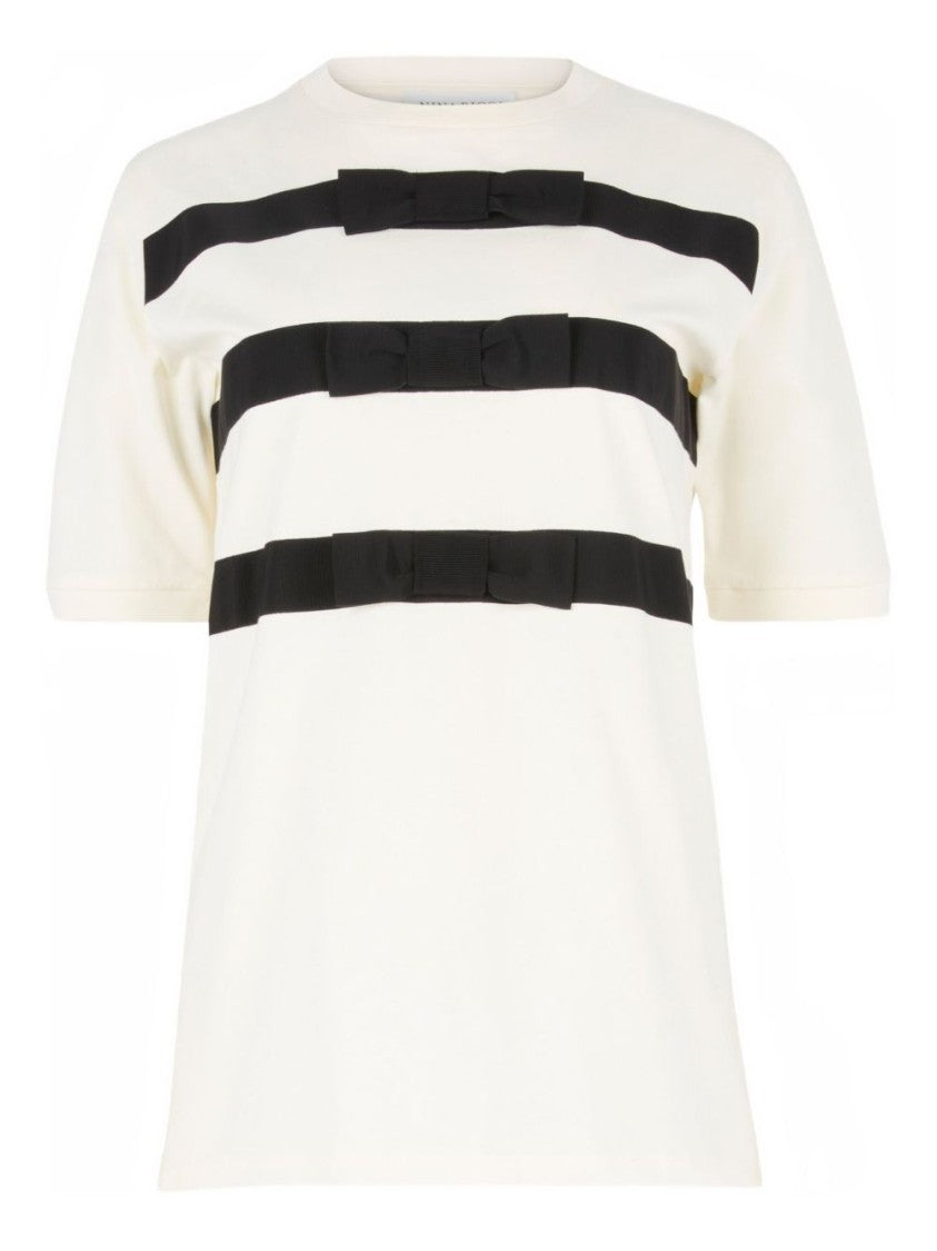 Nina Ricci Ribbed Crewneck Top With Grosgrain Ribbon Details