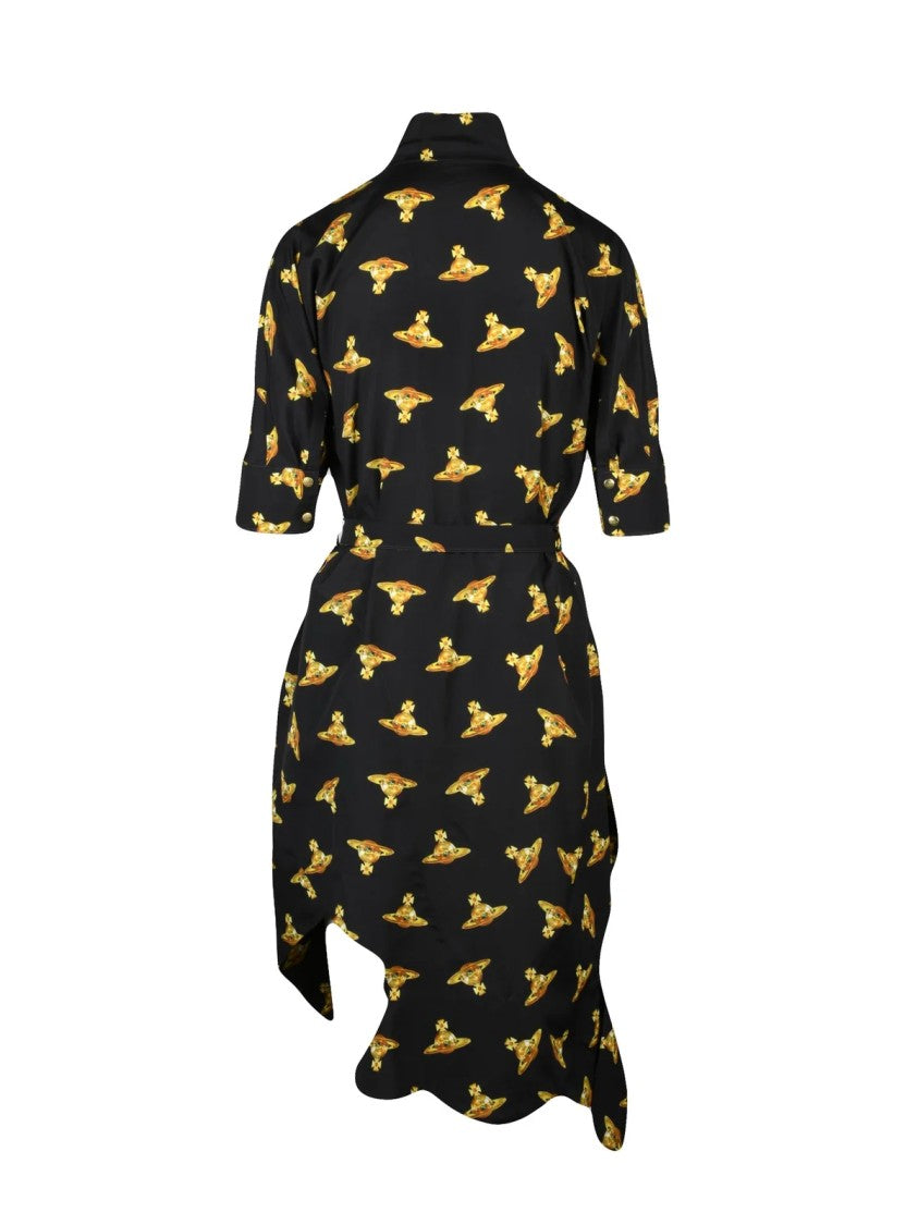Vivienne Westwood Metro Dress With Golden Emblem Pattern