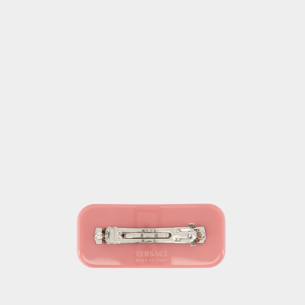 Versace Glossy Rectangular Hair Clip With Sparkling Embellishments