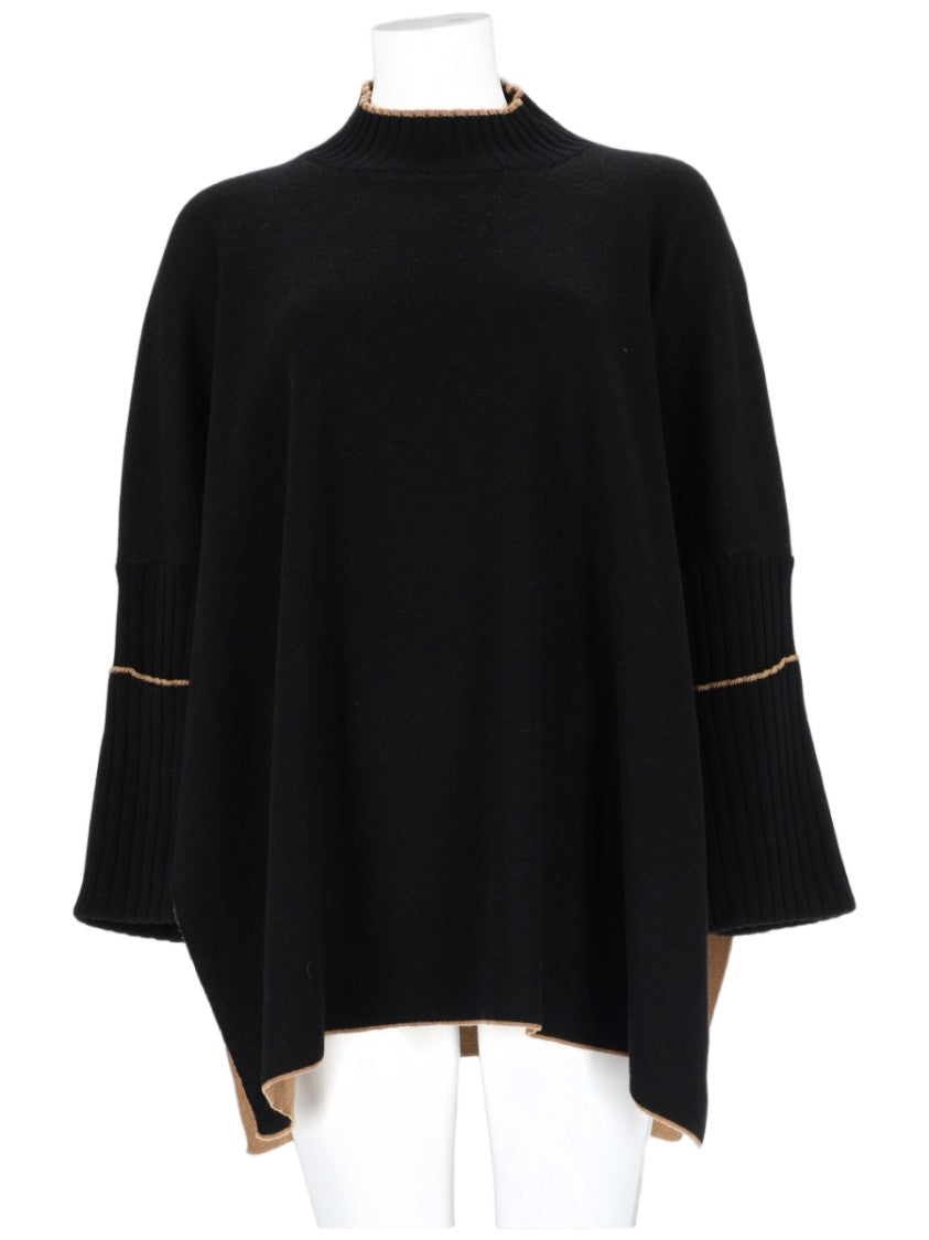 Herno Oversized Knit Top With Ribbed Detailing And Asymmetrical Hem