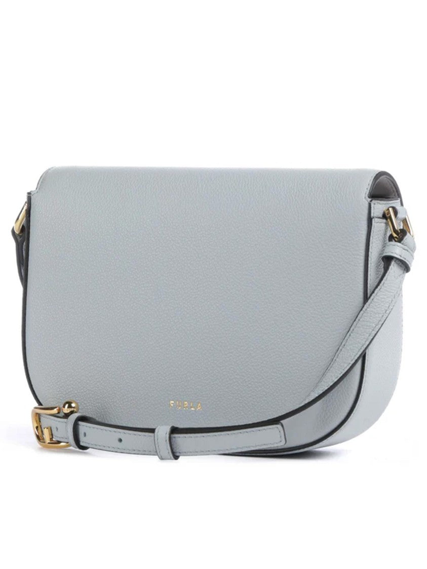 Furla Moonlight S Crossbody Textured Blue Leather Bag