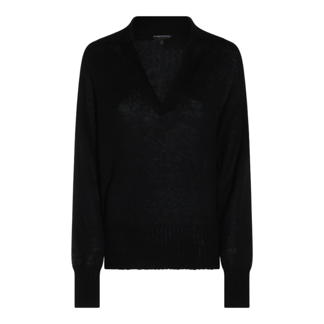 Tom Ford Long-Sleeve Top With Deep V-Neckline And Ribbed Details