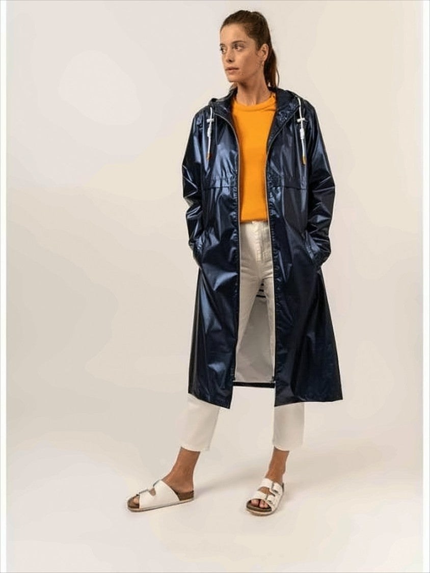 Saint James Glossy Hooded Long Coat With Relaxed Fit