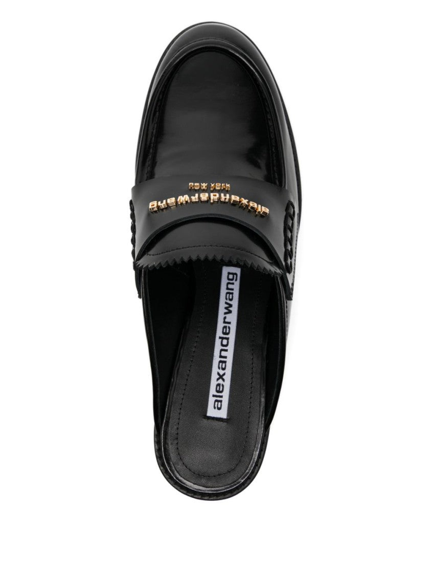 Alexander Wang Glossy Black Slip-On Mules