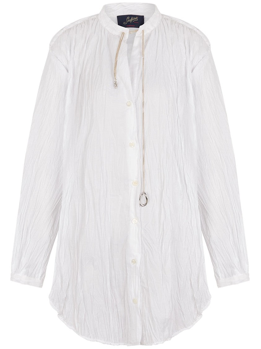 Seafarer White Liona Crinkled Long-Sleeved Blouse