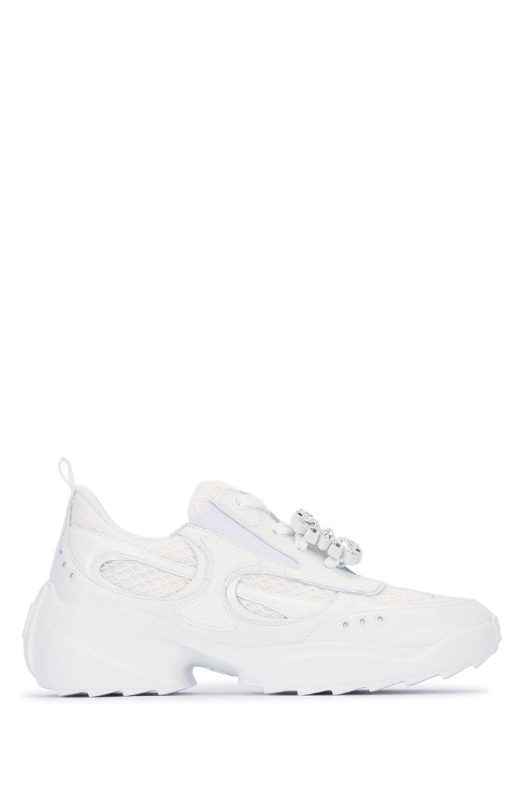 Roger Vivier White Sneakers With Decorative Crystal Embellishment