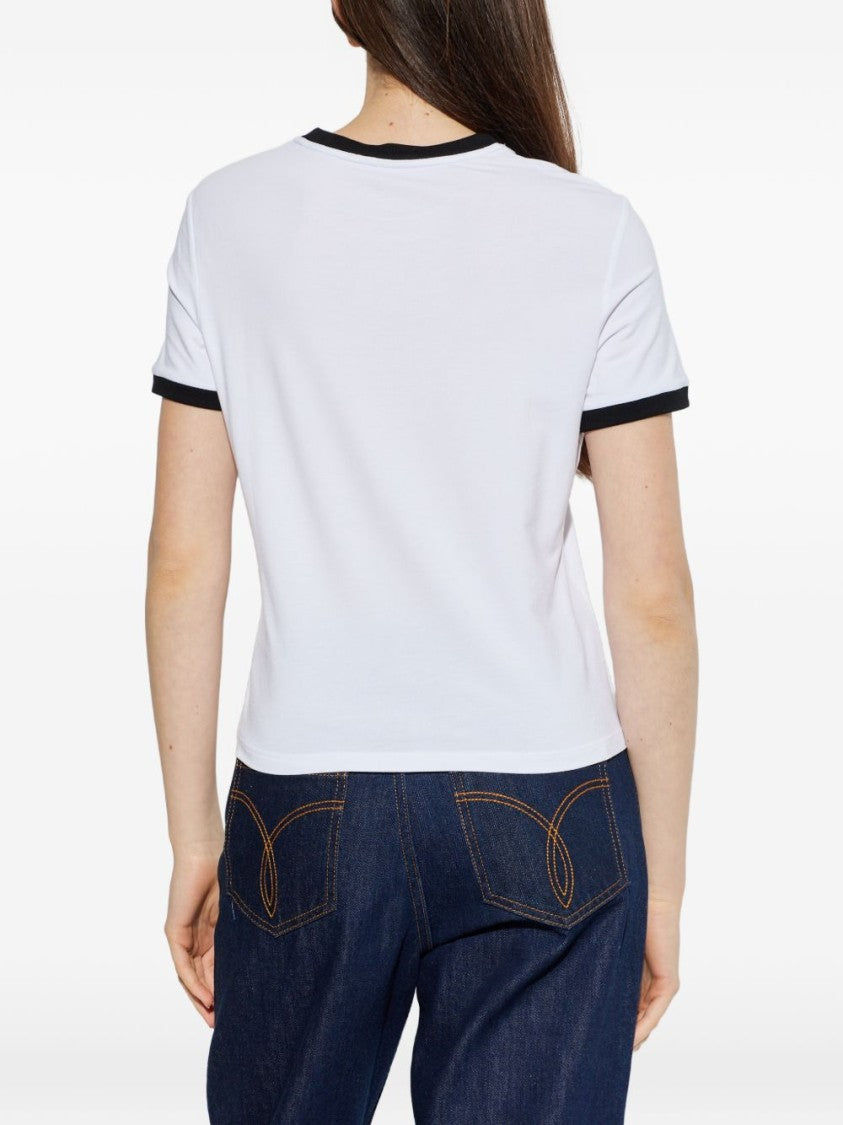 Versace White Silk And Nylon Ribbed Top