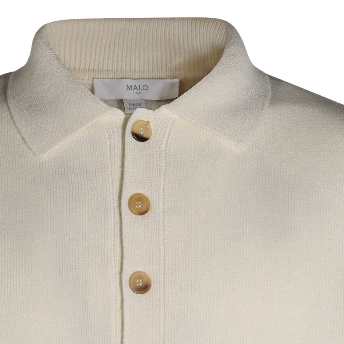Malo Long-Sleeve Polo Shirt With Natural Wood Button Placket