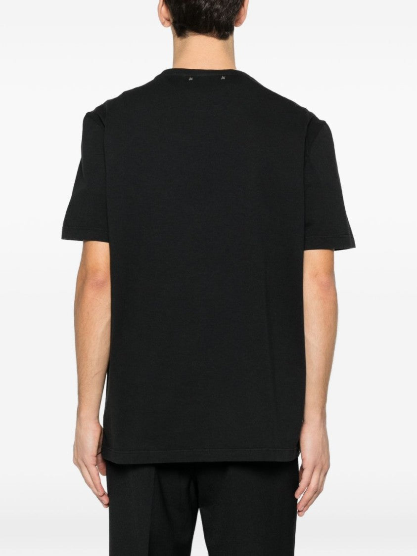 Golden Goose Black Short-Sleeve T-Shirt With Stripe Detail