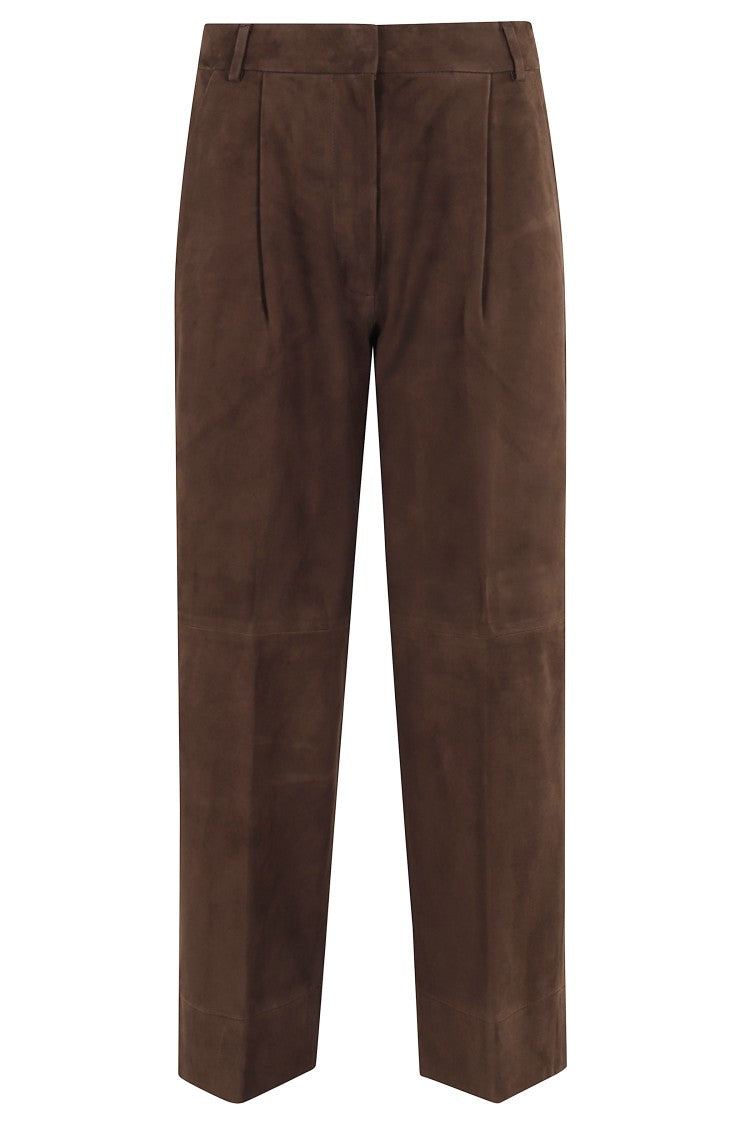 Seventy Brown Leather Pants With Belt Loops