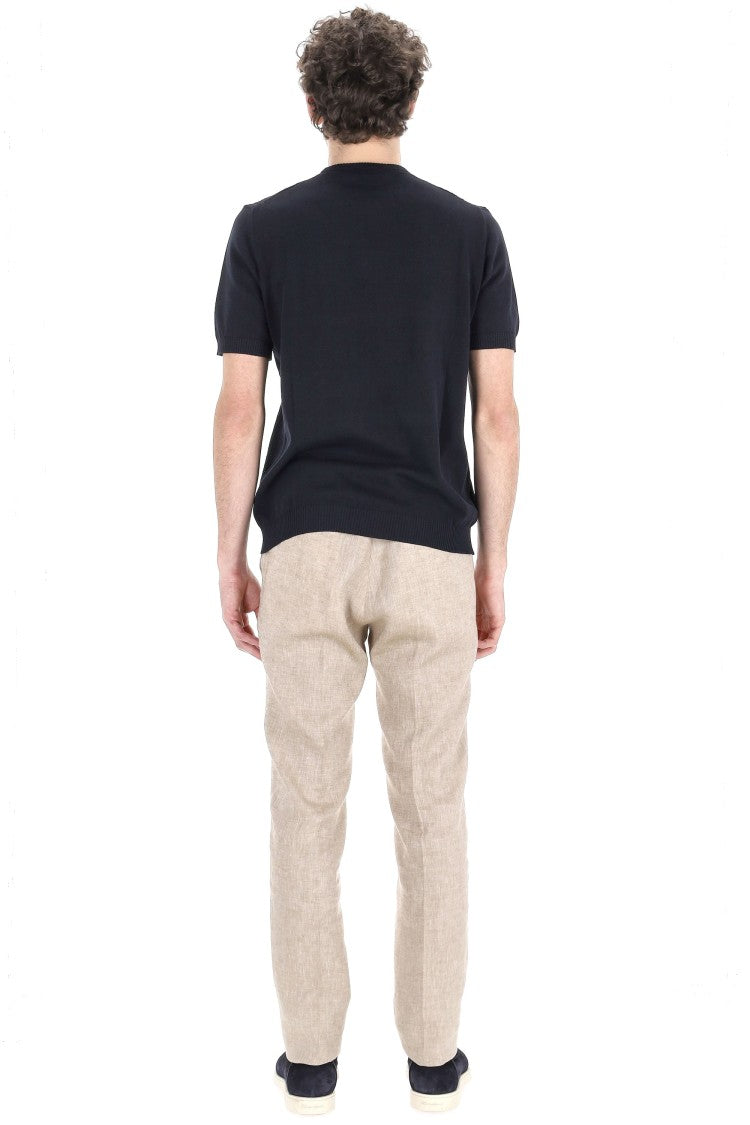 Drumohr Textured Knit Cotton T-Shirt With Ribbed Trims