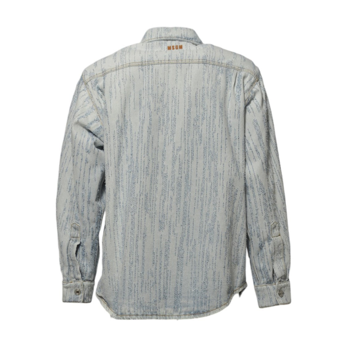 Msgm Light Blue Denim Shirt With Embossed Pattern