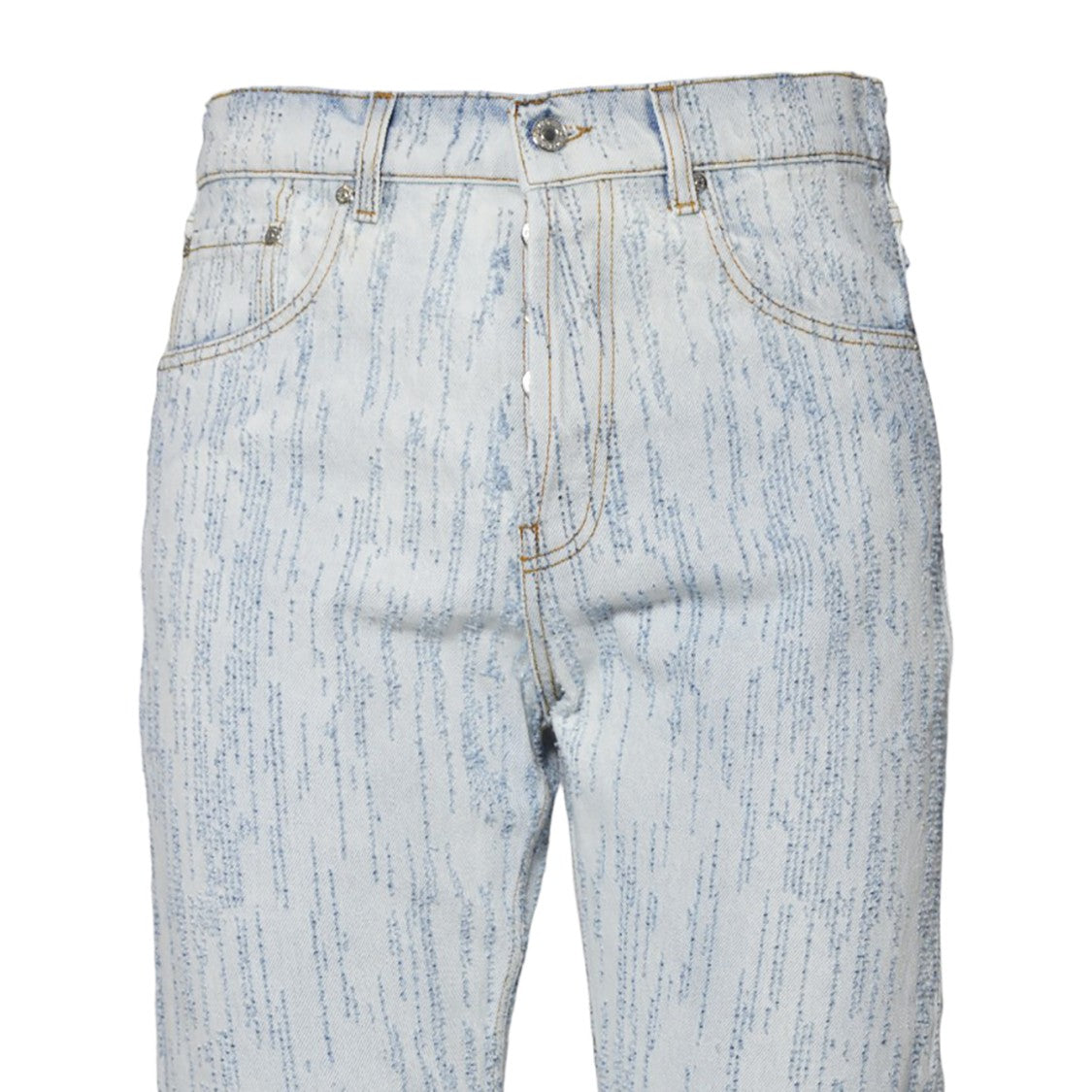 Msgm Light Wash Denim Jeans With Vertical Streak Pattern