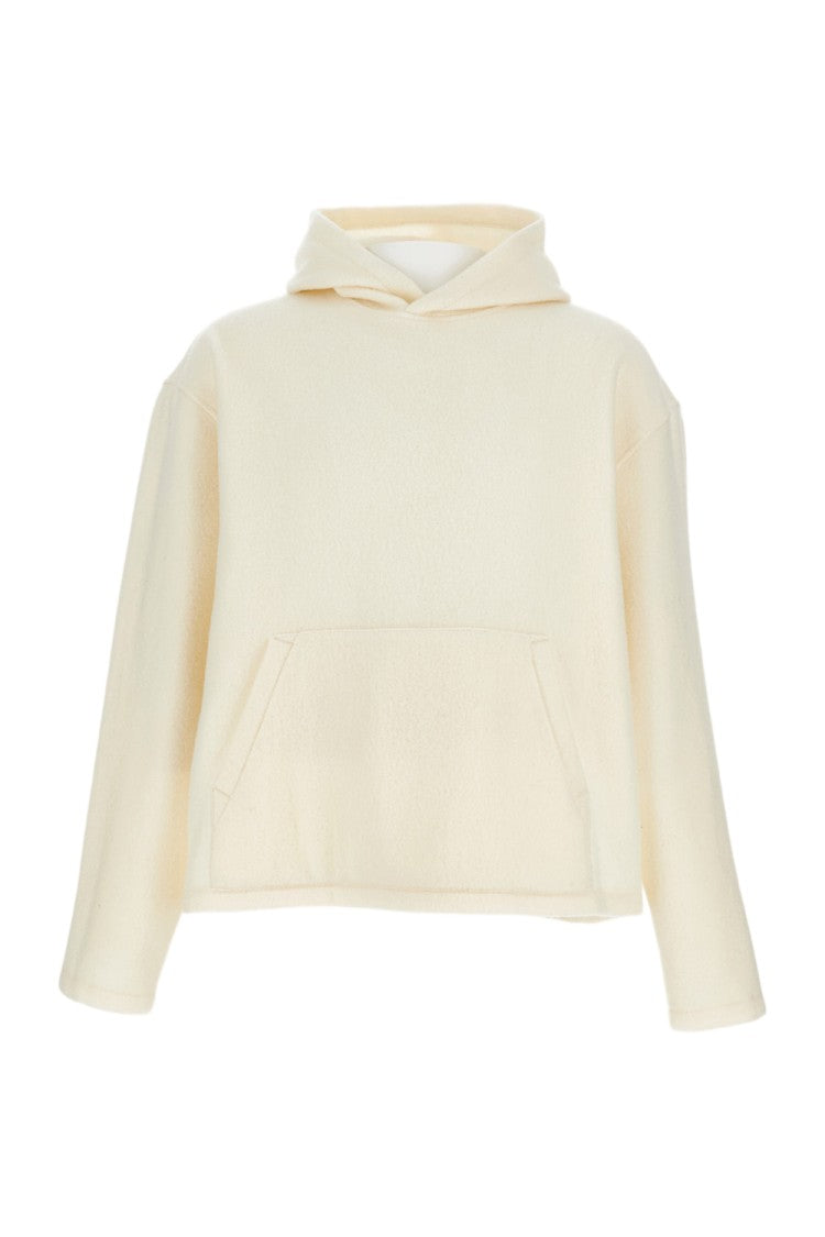 Rier Textured Wool Hoodie With Kangaroo Pocket And Elasticated Details