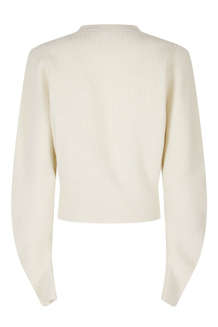 Federica Tosi White Balloon Long Sleeves Wool-Blend Sweater