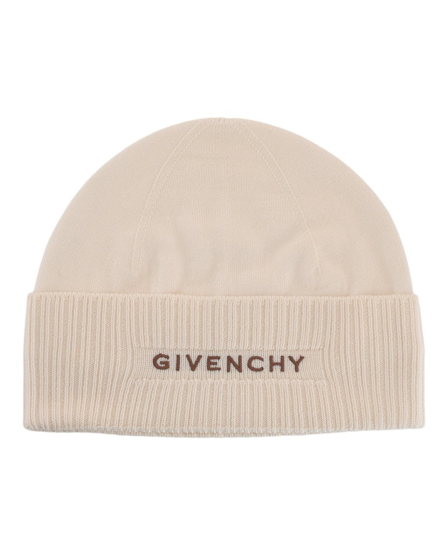 Givenchy Ribbed Beanie With Front And Back Logo Embroidery