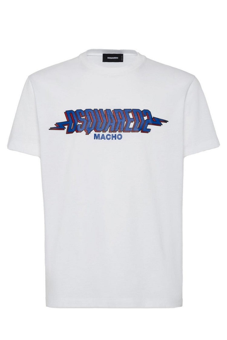 Dsquared2 White Logo Printed Cotton T-Shirt