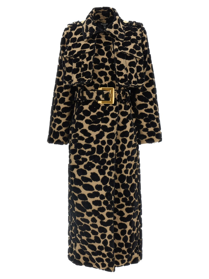 Balmain Leopard Jacquard Trench Coat