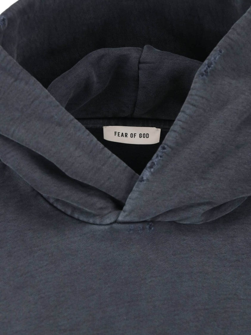 Fear Of God Grey Cotton Logo Hoodie