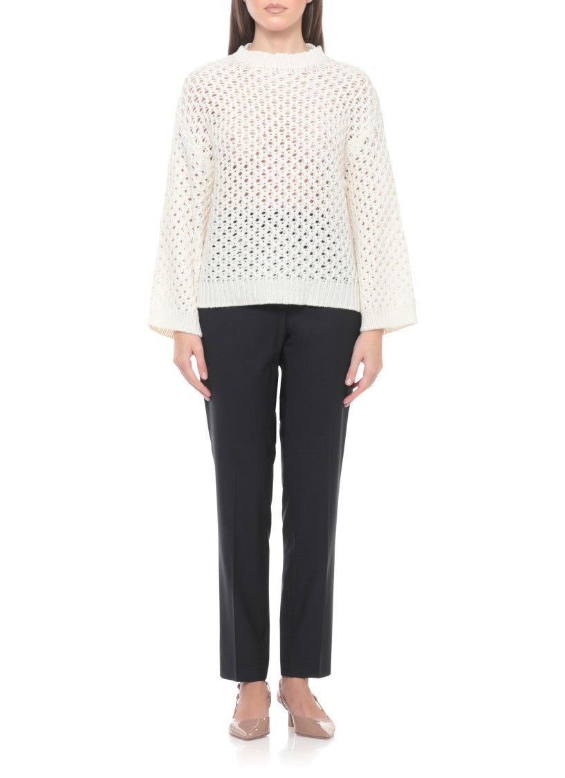 Fabiana Filippi Ivory Sequin Perforated Perforated Sweater