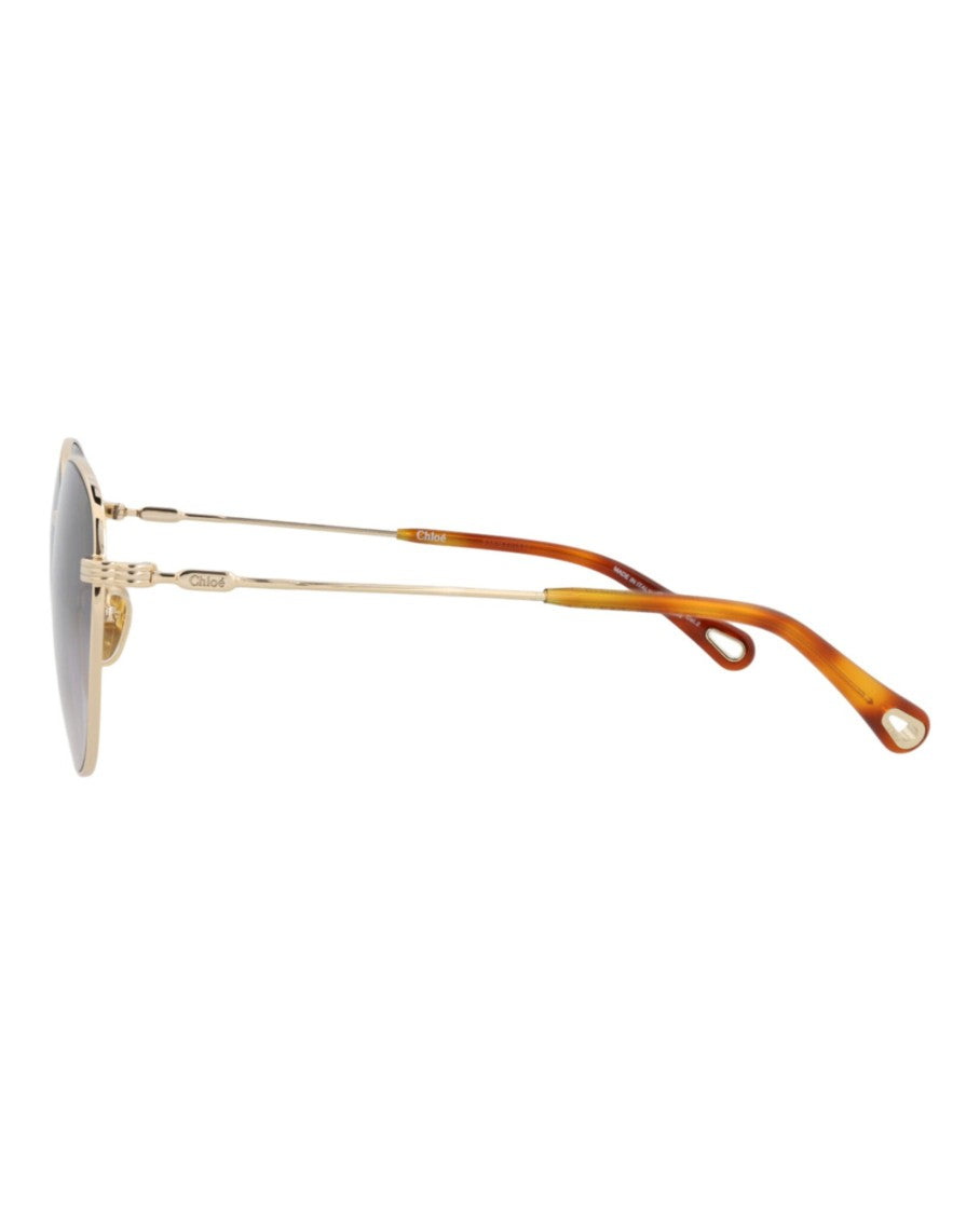 Chloé Round-Frame Metal Sunglasses
