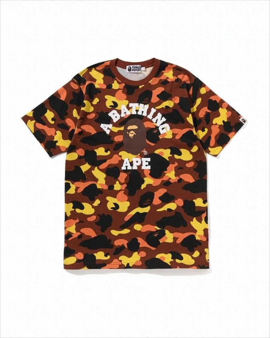 Bape Bold Camouflage Printed T-Shirt With Ape Graphic